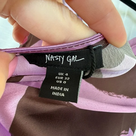 Nasty Gal Purple Satin Abstract Stripe Maxi Slip Dress | NWT Size 4 - Picture 13 of 14